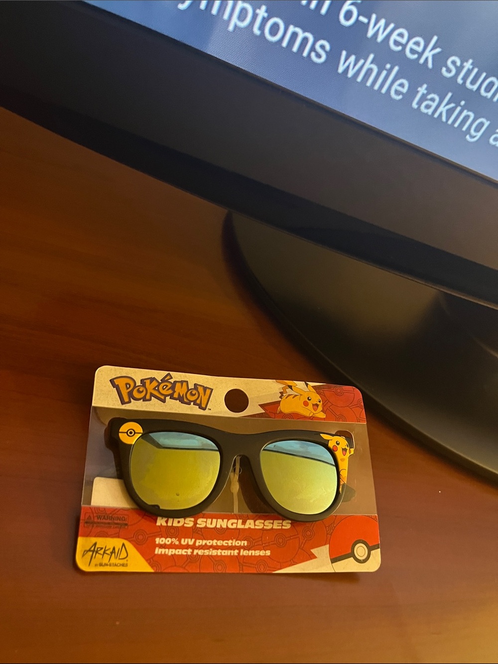Pokemon Kids Sunglasses - Black Frame with Yellow Mirrored Lenses